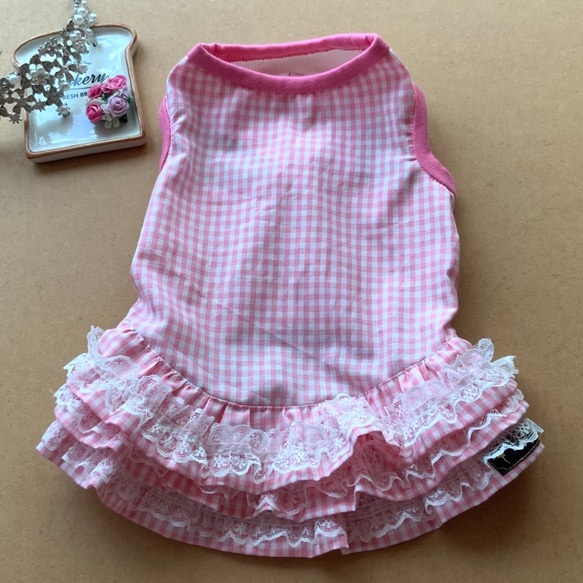 RSH1 格子格紋連衣裙 粉色 免費送貨 第1張的照片