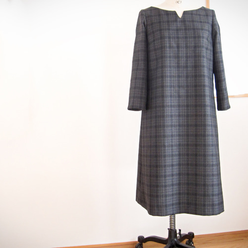 再再販》ウール混チェックワンピース ワンピース M 