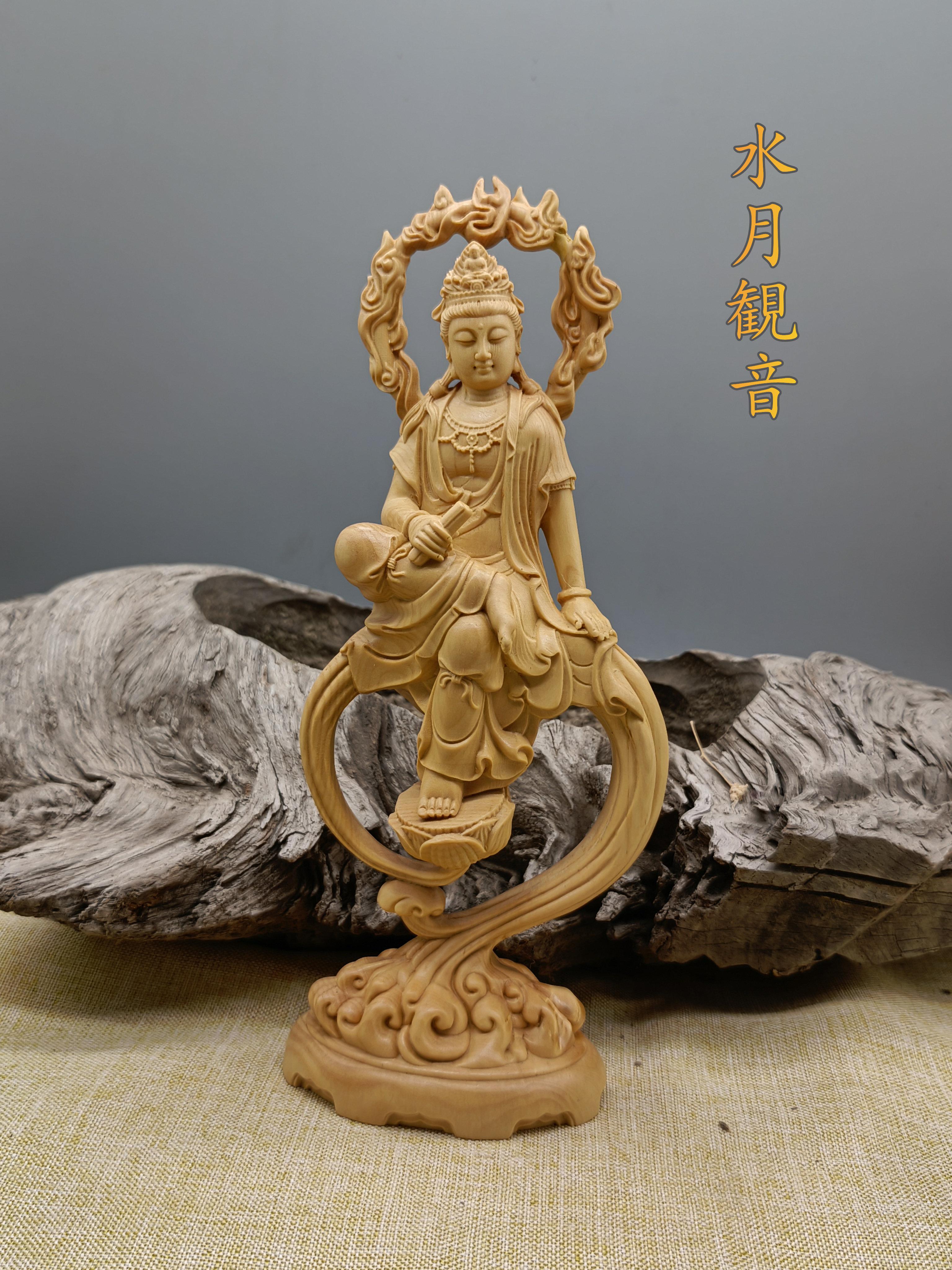 極上質 持珠観音 仏教工芸品 精密細工 開運風水 仏壇仏像 木彫仏像 - 彫刻