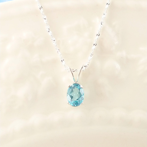 １粒 アパタイト ペンダント silver925】1点もの・極上パライバカラーアパタイトのネックレス（爪