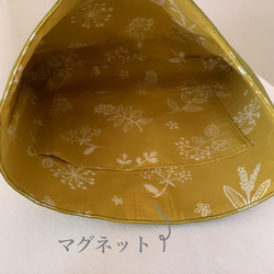 【ハンドバッグ】草花手刺繍･綿麻ハンドバッグ･抹茶色【くが屋】 5枚目の画像
