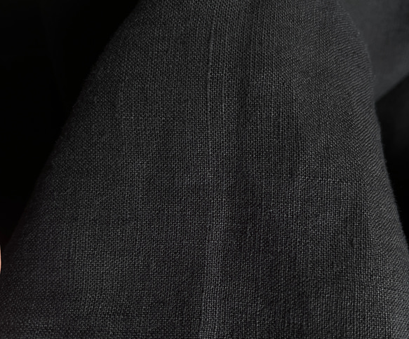 洗いざらしリネン生地 中薄 上質 ブラック145×50cm〜 3枚目の画像