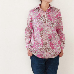 【送料無料】リバティ　Ａライン　ブラウス　長袖　エドナ　ピンク系　シャツ　洋服　綿　Mサイズ　LIBERTY 9枚目の画像