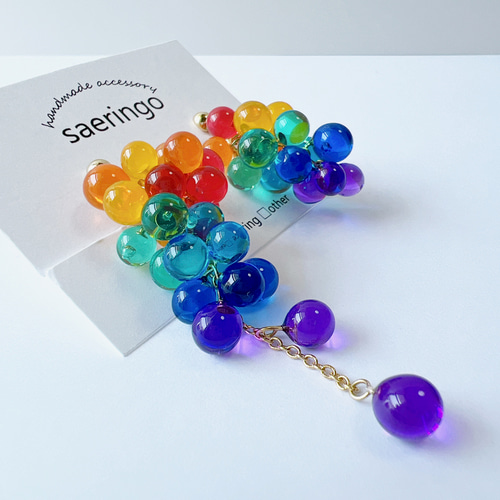 1250】球体デザインの青紫色ピアス