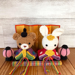 ひな人形【TYPE A】くま&うさぎひな人形セット【ぼんぼり付き