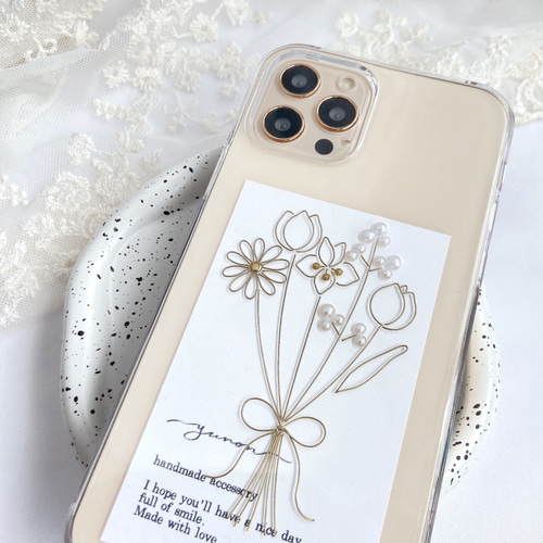 YN-M34,【3.4月のブーケ】,iPhoneケース クリアケース iPhone14