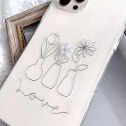 YN-2SL,【Love Flower】,シルバー　iPhoneケース　クリアケース　iPhone14 iPhone13 3枚目の画像