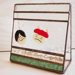 ステンドグラスの節分飾り（オニとお福さん） 2枚目の画像