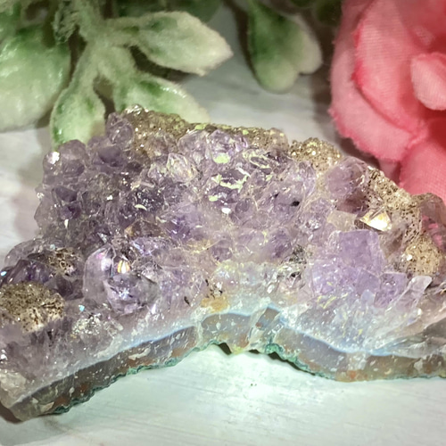 アメジストクラスター♡カップケーキ花束型♡カルサイト♡カコクセ共生