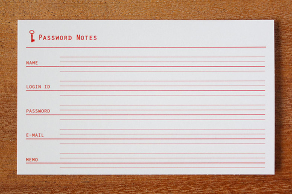 PASSWORD NOTES Ruled line / パスワードノート英語罫線付き20枚 9枚目の画像