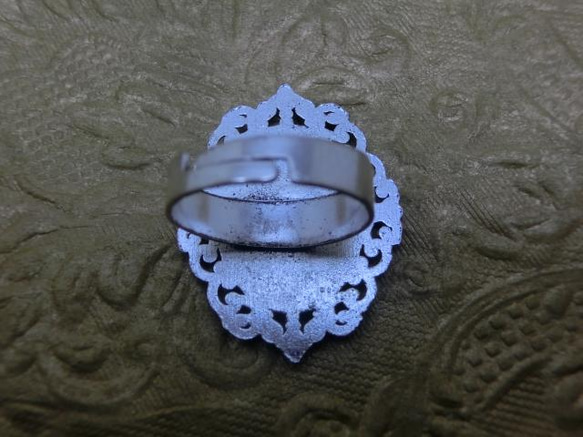 再販＜現品限り＞18×13mmカボション用　アンティーク調リング台　フリーサイズ(アンティークシルバー) 4枚目の画像