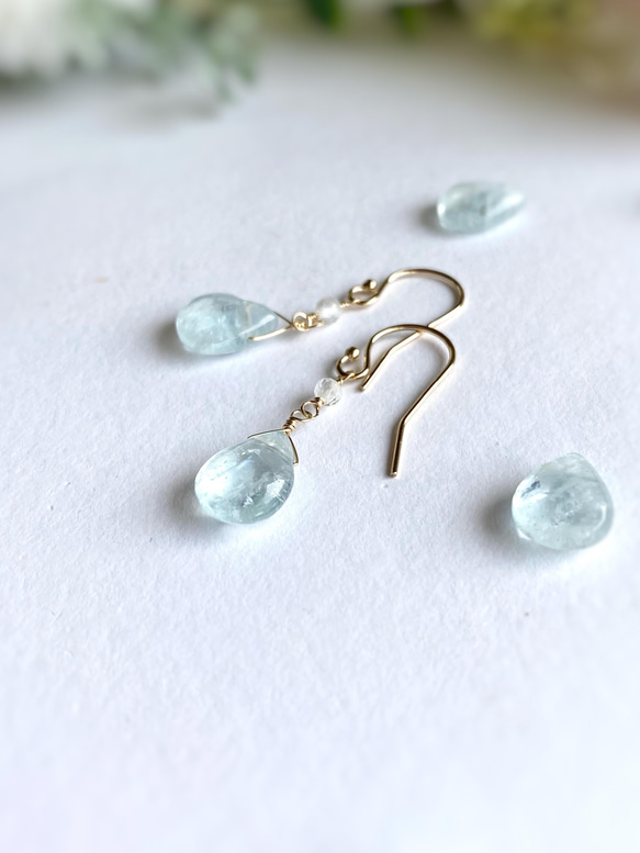 再販♡ 14kgf 渚の贈り物 アクアマリンとホワイトトパーズの揺れる