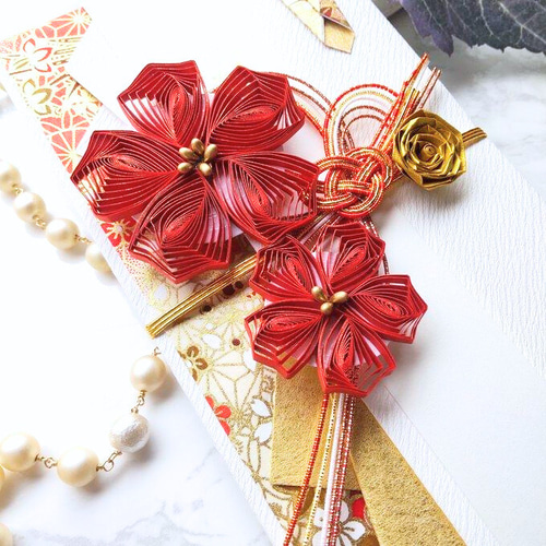 特別なお祝いに！＊さくらレッド クイリングのご祝儀袋 ご祝儀袋・袱紗