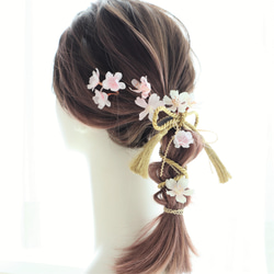 ヘッドドレス　桜　髪飾り　ヘアパーツ　ローポニー　ゴールド  結婚式　ウェディング　ブライダル　成人式　卒業式　 5枚目の画像