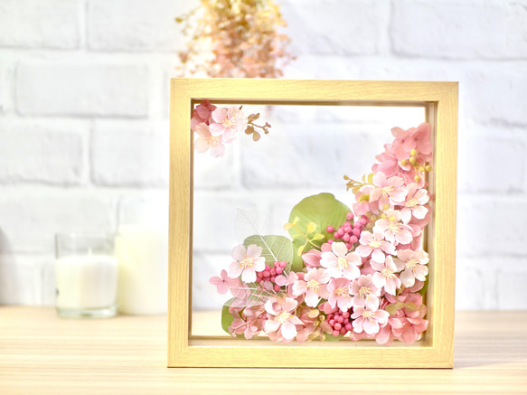 水面に浮かぶ桜✳︎フレームアレンジメント 大 アートフラワー nozomi