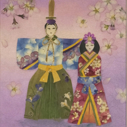 押し花アート悲しげな花魁 サイズ縦53cm横44cm 押し花 押し花アート おひな様 春色新作2022 お雛様2個目までの方
