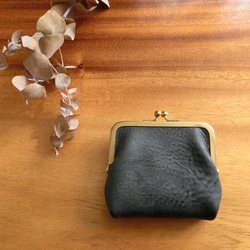 真鍮製がま口のヌメ革財布（ブラック） 5枚目の画像