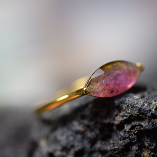 k10-3 現品16.0号 k10金 バイカラー マーキス 天然トルマリン リング