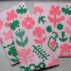 ＊複数ご注文で1枚サービス！＊A3ラッピングペーパー4枚　緑とピンクのお花 4枚目の画像