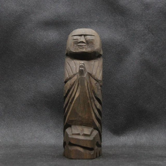 仏像 円空仏 木彫 善財童子（自刻像 16cm 着色 jk2428） 雕刻 円