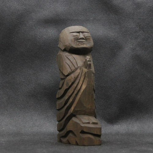 仏像 円空仏 木彫 善財童子（自刻像 16cm 着色 jk2428） 彫刻 円