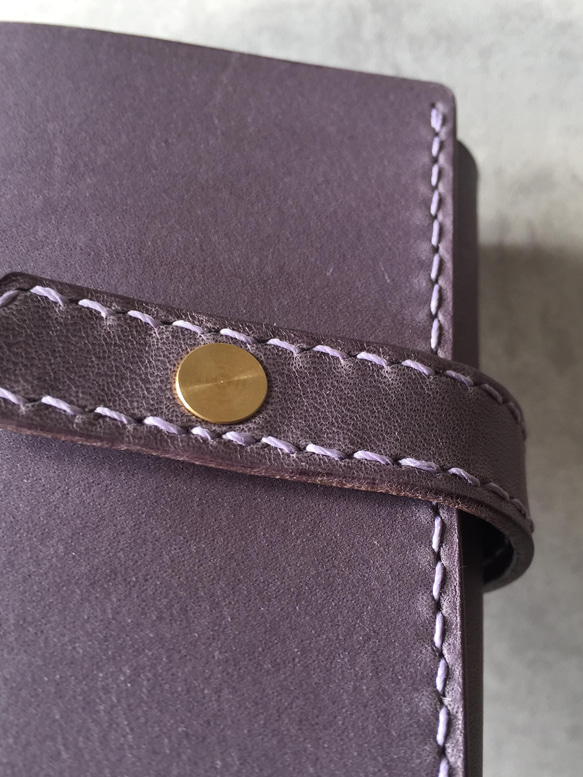 〈送料無料〉《受注製作品》小さくてもちゃんと入るお財布 グレイッシュラベンダー イタリアレザー 6枚目の画像