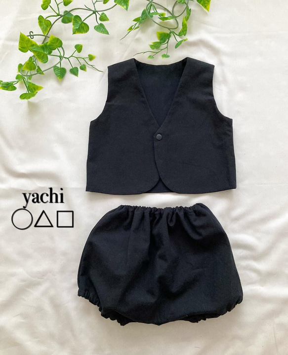 ベビーフォーマルウェア❤️通年着れる❤︎ベビーセットアップ　ギフト　プレゼント❤︎ブラック 2枚目の画像