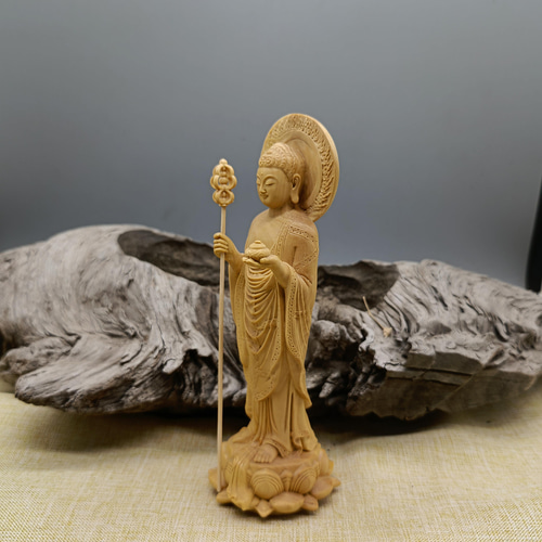 木彫仏像 薬師仏 薬師如来 座像 彫刻 仏教工芸品 柘植材 仏師で仕上げ-