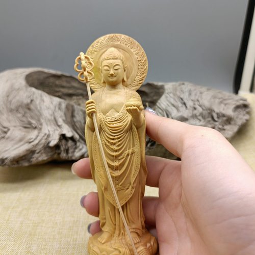 大迫力 木彫仏像 薬師如来立像 薬師仏 柘植材 仏教工芸 精密彫刻 仏師