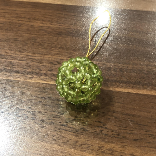 フラーレン ペリドット 3mm玉使用 ストラップ キーホルダー 携帯