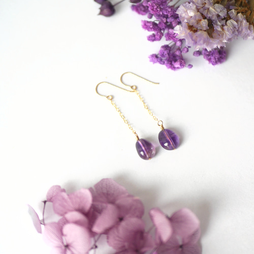 14kgf】⭐︎天然石⭐︎アメジストピアス ピアス（フック