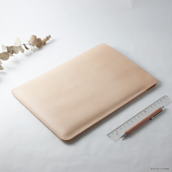 SEANCHY 平板iPad筆電皮套 簡約款 植鞣真皮革客製 全手工 原色版 第2張的照片