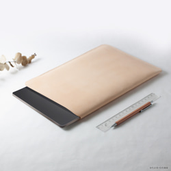 SEANCHY 平板iPad筆電皮套 簡約款 植鞣真皮革客製 全手工 原色版 第3張的照片