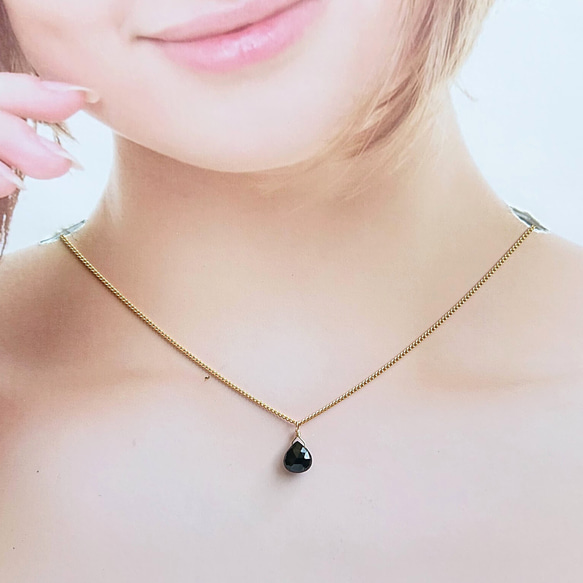 ブラックスピネル【Spinel】ひと粒ネックレス 3枚目の画像