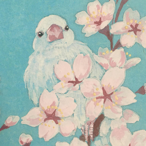 春の花の日本画 桜と文鳥 絵画 紫苑工房 通販 13249274｜Creema