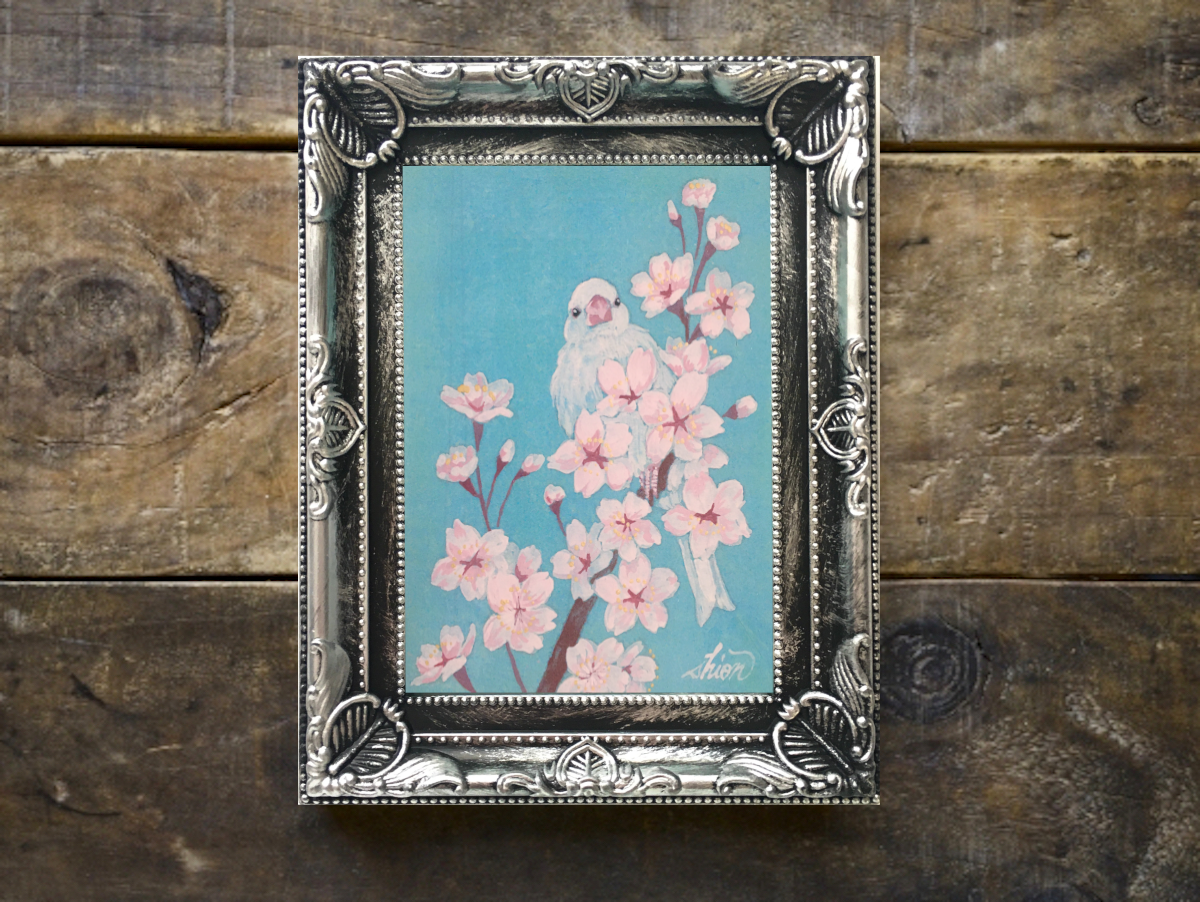 花の絵 日本画 サイン入り　小野末 花の絵 日本画 サイン入り 小野末