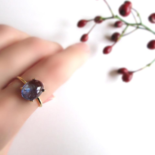 一点もの】発色美10×8mm「バイカラータンザナイト」カボションリング  