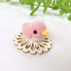ぷくぷく豆鳥　Ｄ　ピンク　羊毛フェルト　置物 8枚目の画像