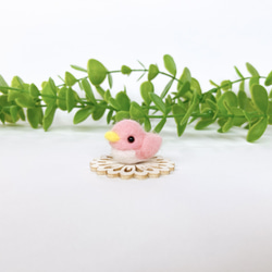 ぷくぷく豆鳥　Ｄ　ピンク　羊毛フェルト　置物 2枚目の画像