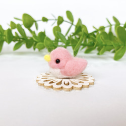 ぷくぷく豆鳥　Ｄ　ピンク　羊毛フェルト　置物 12枚目の画像