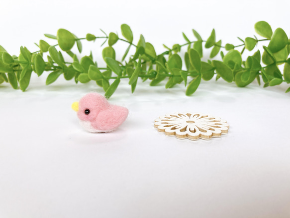 ぷくぷく豆鳥　Ｄ　ピンク　羊毛フェルト　置物 7枚目の画像