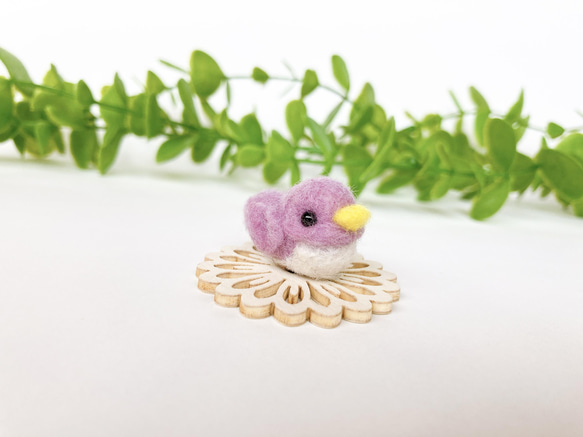 ぷくぷく豆鳥　Ｆ　ラベンダー(紫色) 羊毛フェルト　置物 8枚目の画像
