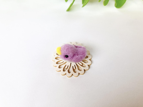 ぷくぷく豆鳥　Ｆ　ラベンダー(紫色) 羊毛フェルト　置物 10枚目の画像