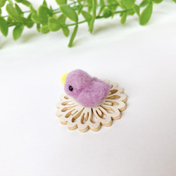 ぷくぷく豆鳥　Ｆ　ラベンダー(紫色) 羊毛フェルト　置物 4枚目の画像