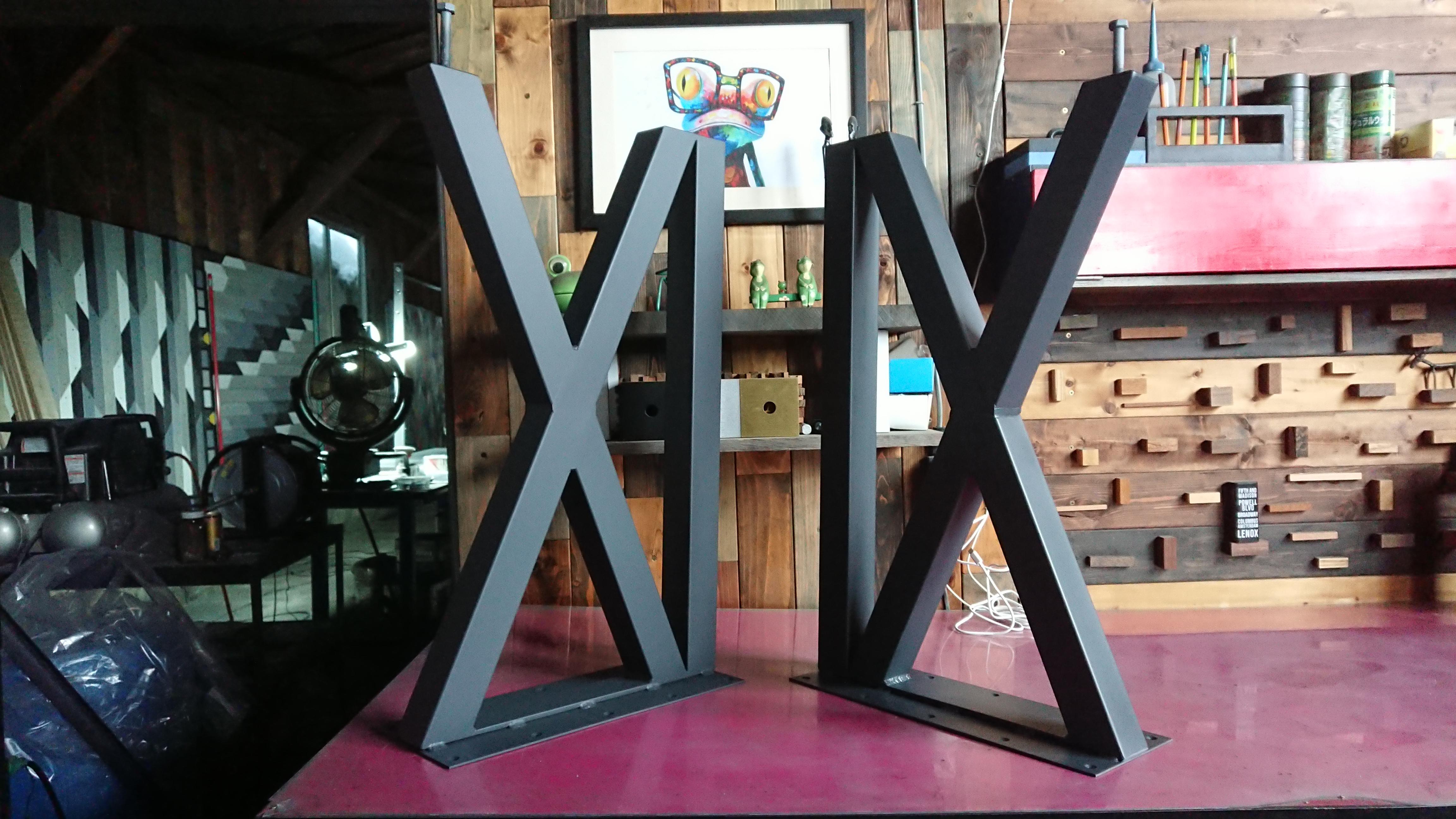 マットグレーでアイアンな極太鉄脚♪ 50×400×650mm Ⅺ型 2脚ver  