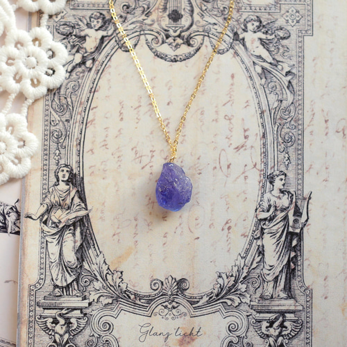 タンザナイトの原石ネックレス 希少 宝石 鉱物 チェーン別売