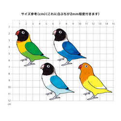 傘にも貼れる! 水に強いボタンインコのシール 3枚目の画像