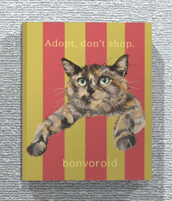 bonvoroidアートファブリックパネル『幸せを呼ぶサビ猫』 1枚目の画像