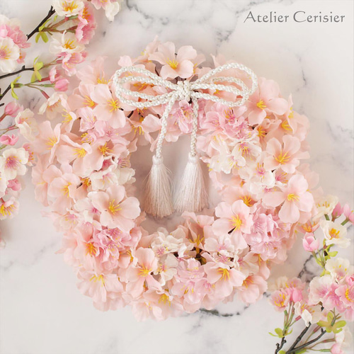 小さな桜のリースフラワーリース造花ピンクリース