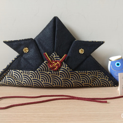 ハンドメイド 飾れる&かぶれる布兜(青海波) 雑貨・その他 オレンジ屋